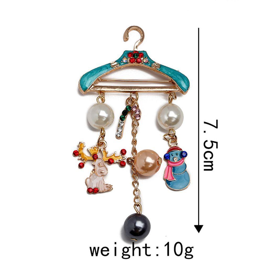Christmas Crutch Enamel Snowman Elk Deer Crystal Hanger Brooch Pin Rhinestones Drying Racks