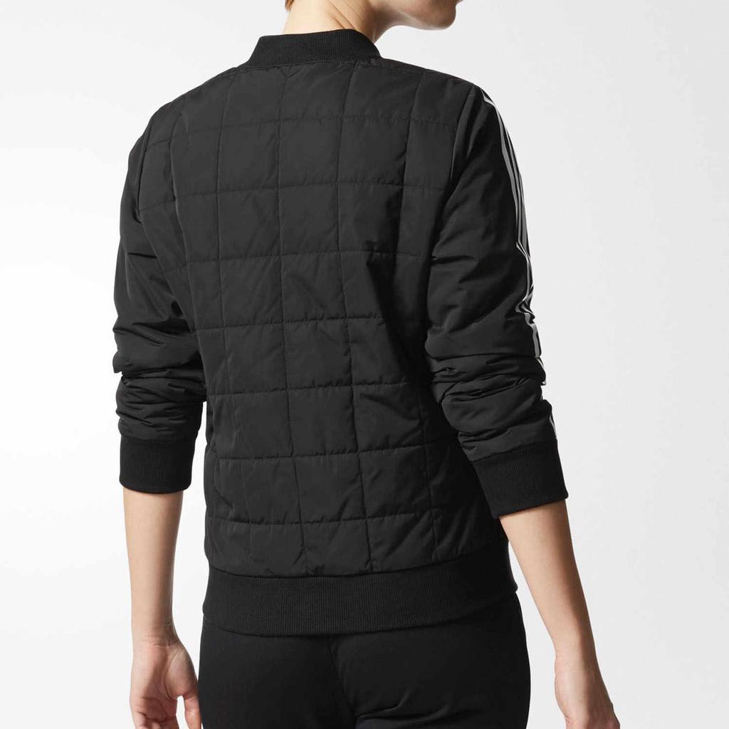 Adidas Solid Color Flight Collar Casual Jacket Zipper Cotton Coat Women Jackets Black BP6473