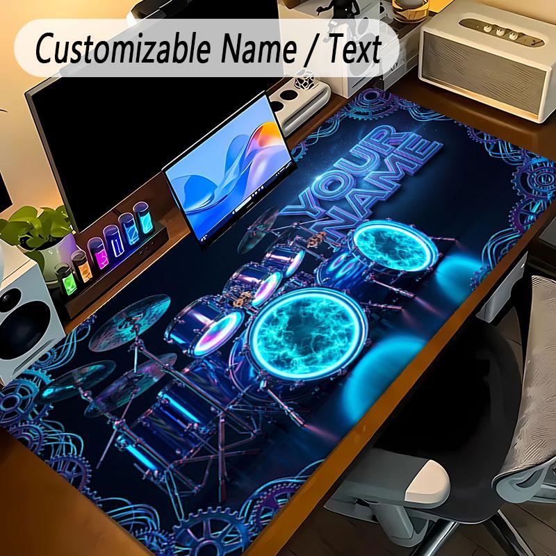 Music Theme Personalized Mouse Pad Custom Name Text Non Slip Desk Pad For Laptop Office Desktop