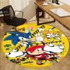 Sonic Pattern Round Rug, Indoor/Outdoor Mat, for Picnic, Gameroom, Bedroom, Office, Living Room, Home Decor Carpet, Birthday Gift