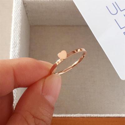 18K Gold & Titanium Steel Heart Ring - Retro Cool Style for Women, European & American Trend