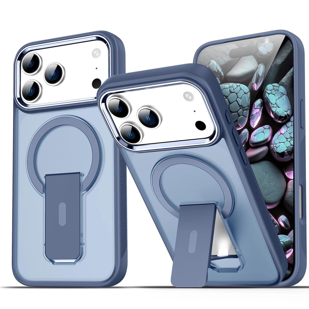 New Folding Stand Matte Clear Magnetic Case for iPhone 17 17 Air 17Pro 17 Pro Max For Magsafe Wireless Charge Shockproof Cover