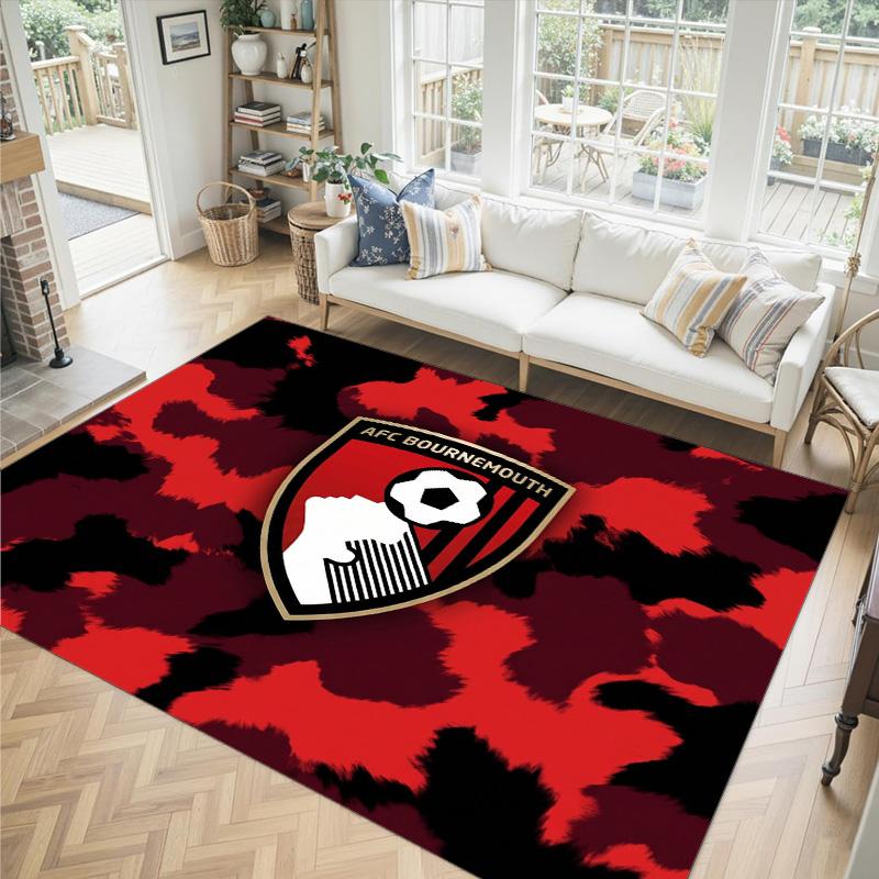 Bournemouth Football Design Crystal Velvet Carpet Cozy Non?Slip Printed Rug For Bedroom Living Room Entrance