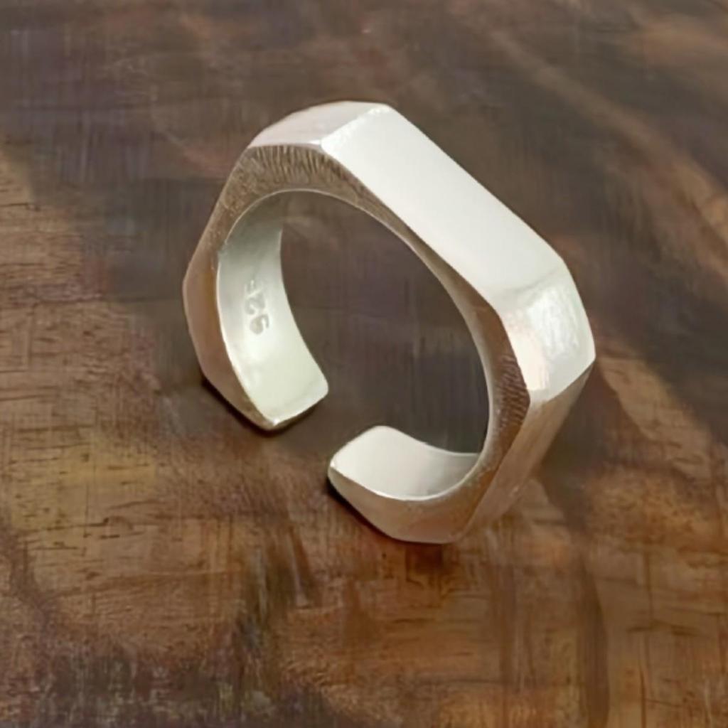 Korean Celebrity Simple Tassel Geometric Square Ring for Women