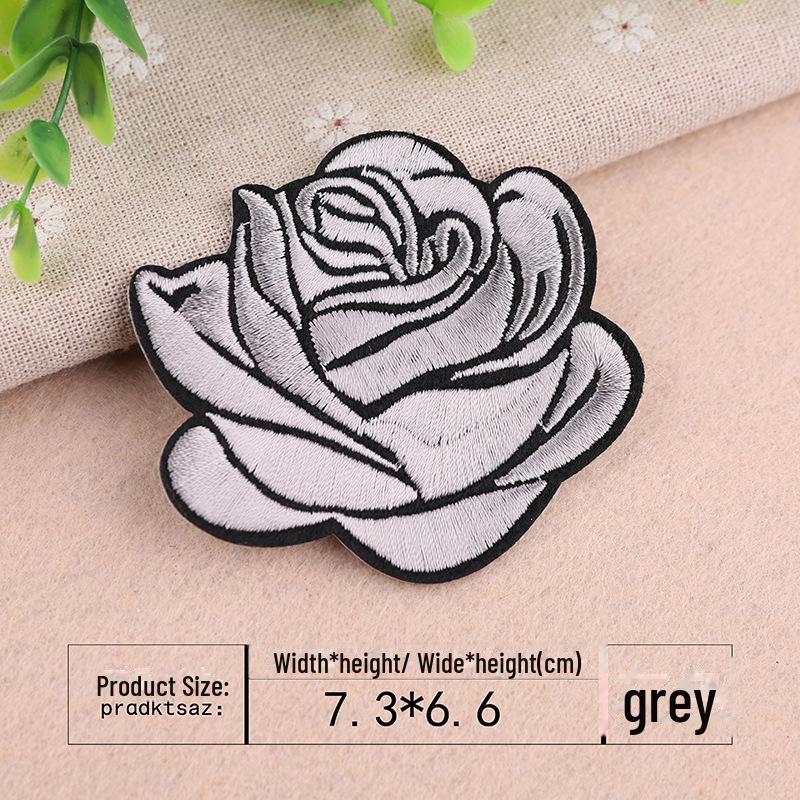 

Вышитая нашивка в виде 9-цветной розы Yixiu - аппликация для украшения одежды. серый