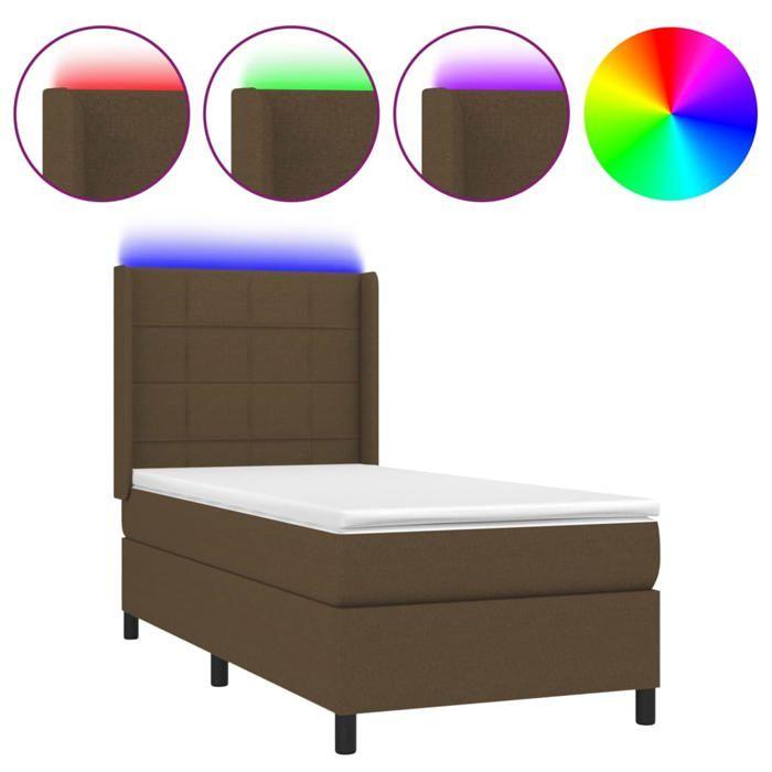 VidaXL Slatted Bed Base with Mattress and LED, Upholstered Bed, Single Bed, Adult Bed for Interior Bedroom, 3138296