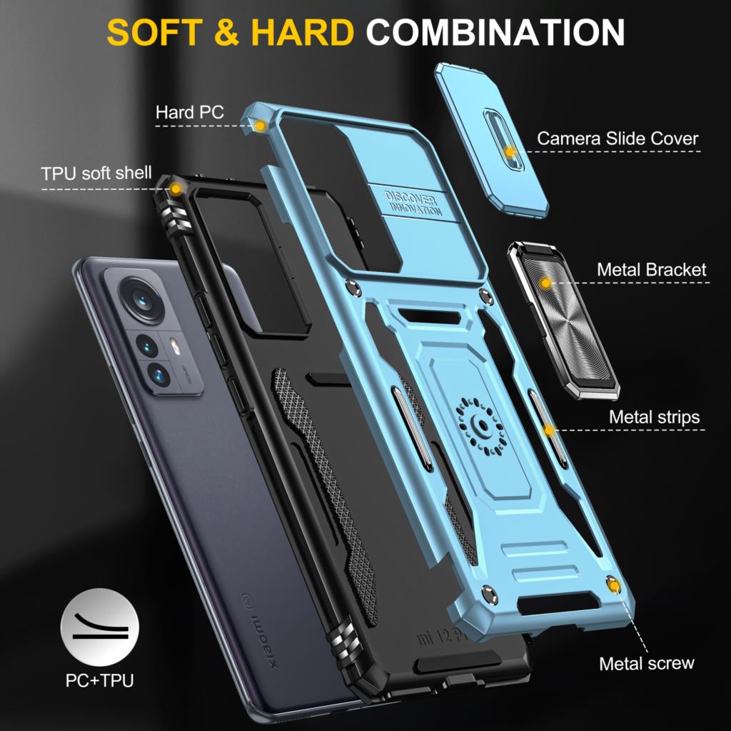 Camera Cover Case For Xiaomi MI 11T 12 POCO X4 Pro Redmi 10 10C A1 Plus 10A 9A 9C Note 11S 11 Pro 5G Ring Shockproof Stand Case