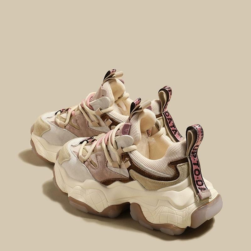 Dad shoes women's pair of shoelaces spring and autumn new color matching heightened platform sports casual shoes