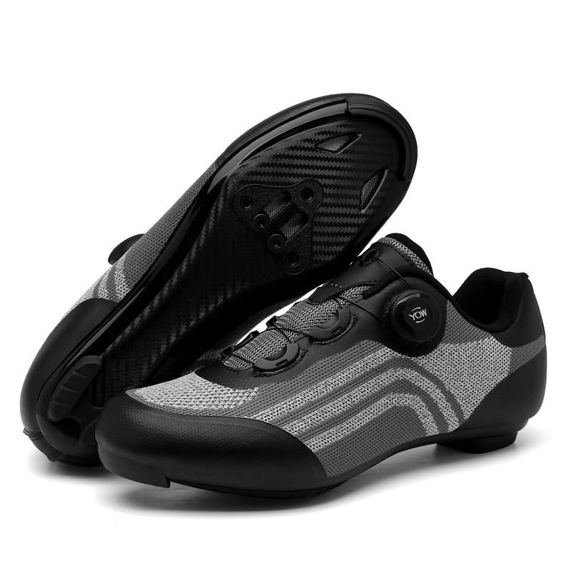 Mens Cycling Shoes With Flyknit Upper Reflective Stripes Stiff Sole Road MTB Casual Riding
