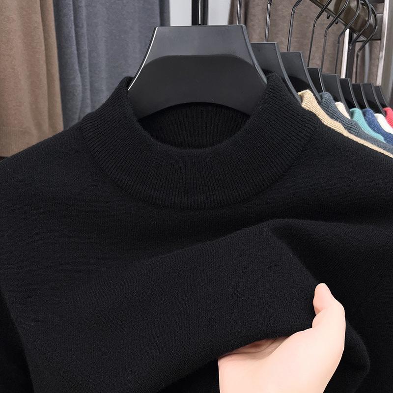 Herrenpullover mit halbem Rollkragen: Trendige Herbst/Winter Strickware im koreanischen Stil, Warme Oberbekleidung für Herren