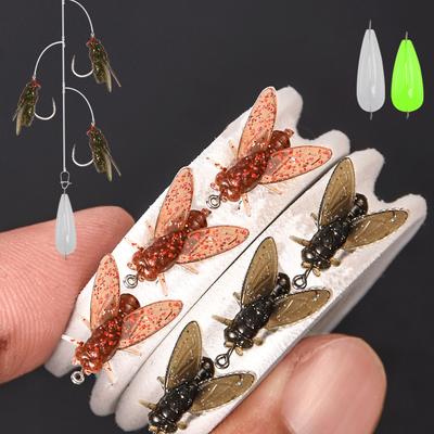 1Set With Hooks Artificial Fly Fishing Lure Set Anti-Rust With Throwing Aids Bionic Fly Fishing Bait Portable Angling Gear