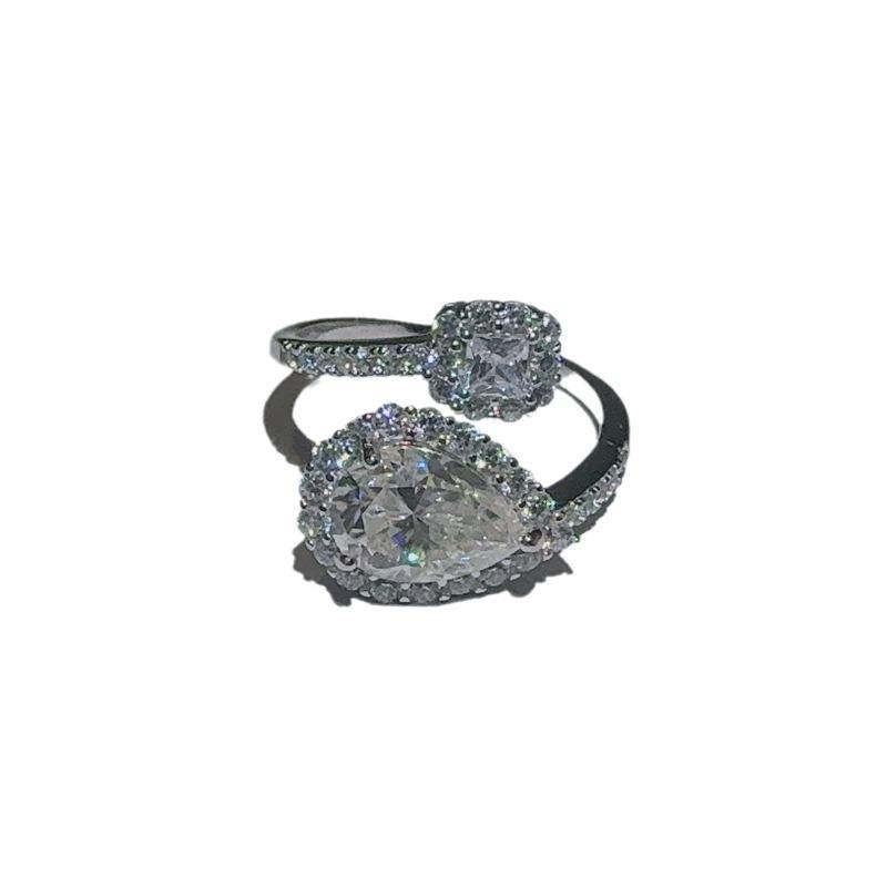 2 Carat Water Drop Moissanite Ring for Women, D Color, VVS1, Micro-set, Diamond Pen Tested, New European & American Style