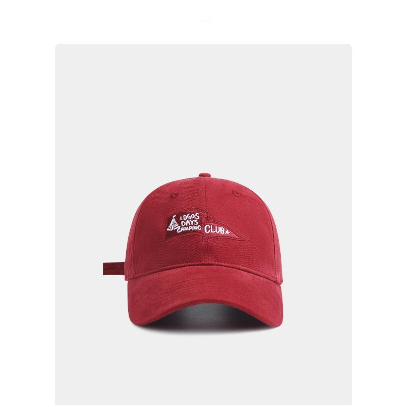 Retro letter embroidered baseball cap men's and women's big head circumference street versatile soft top cap sun protection curved brim hat