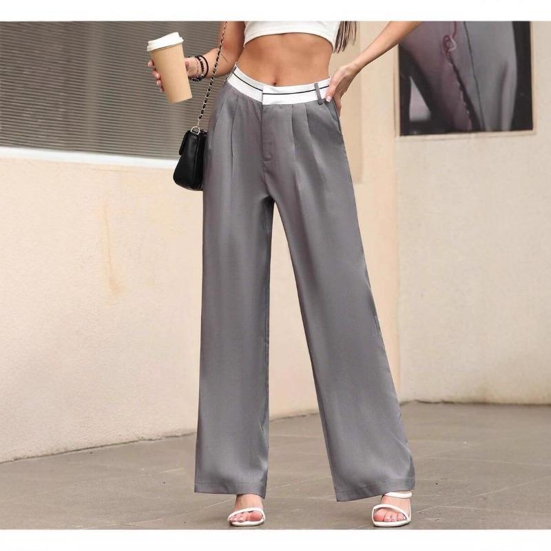 

European American Autumn New Solid Color Fashion Slim Casual Trousers Floor-length Suit Pants S