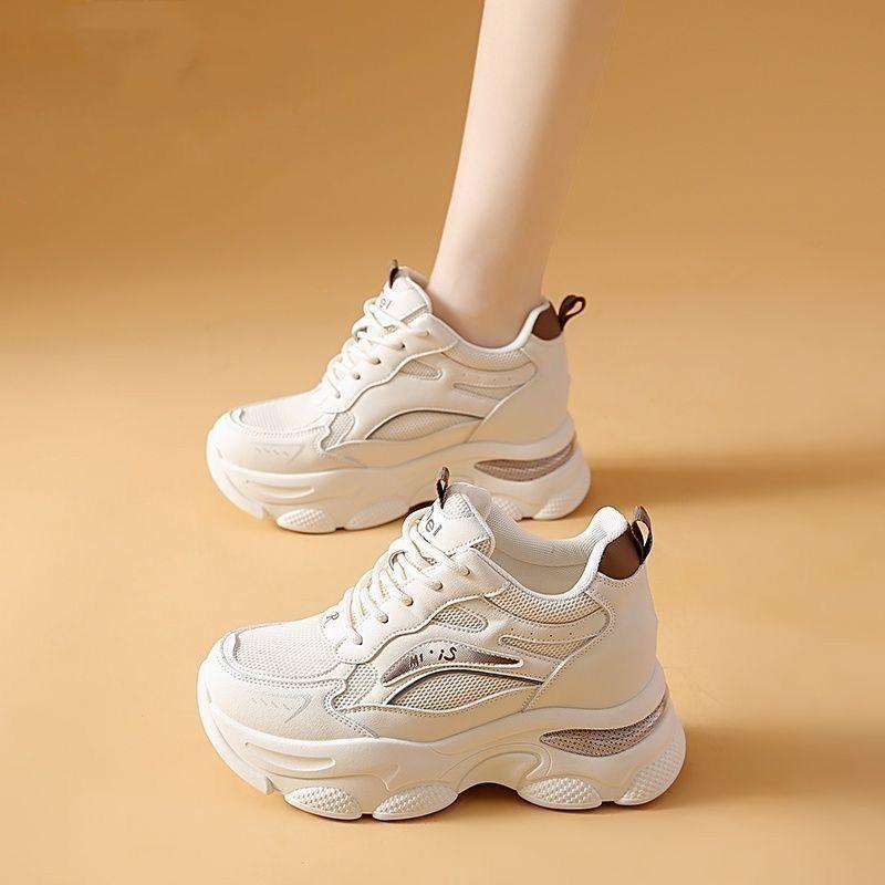 Height-increasing dad shoes women's small mesh shoes 2025 autumn versatile breathable mesh white shoes casual sports lightweight