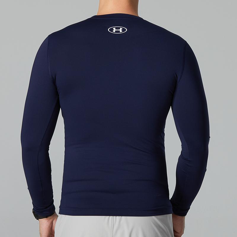 Under Armour Round Neck Training Sports Long Sleeve Compression Shirt Men Tops Navy-Blue 1369728-410
