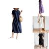 Luxurious Cotton Loose And Thin Dress For Women With Short Sleeves And Round Neck