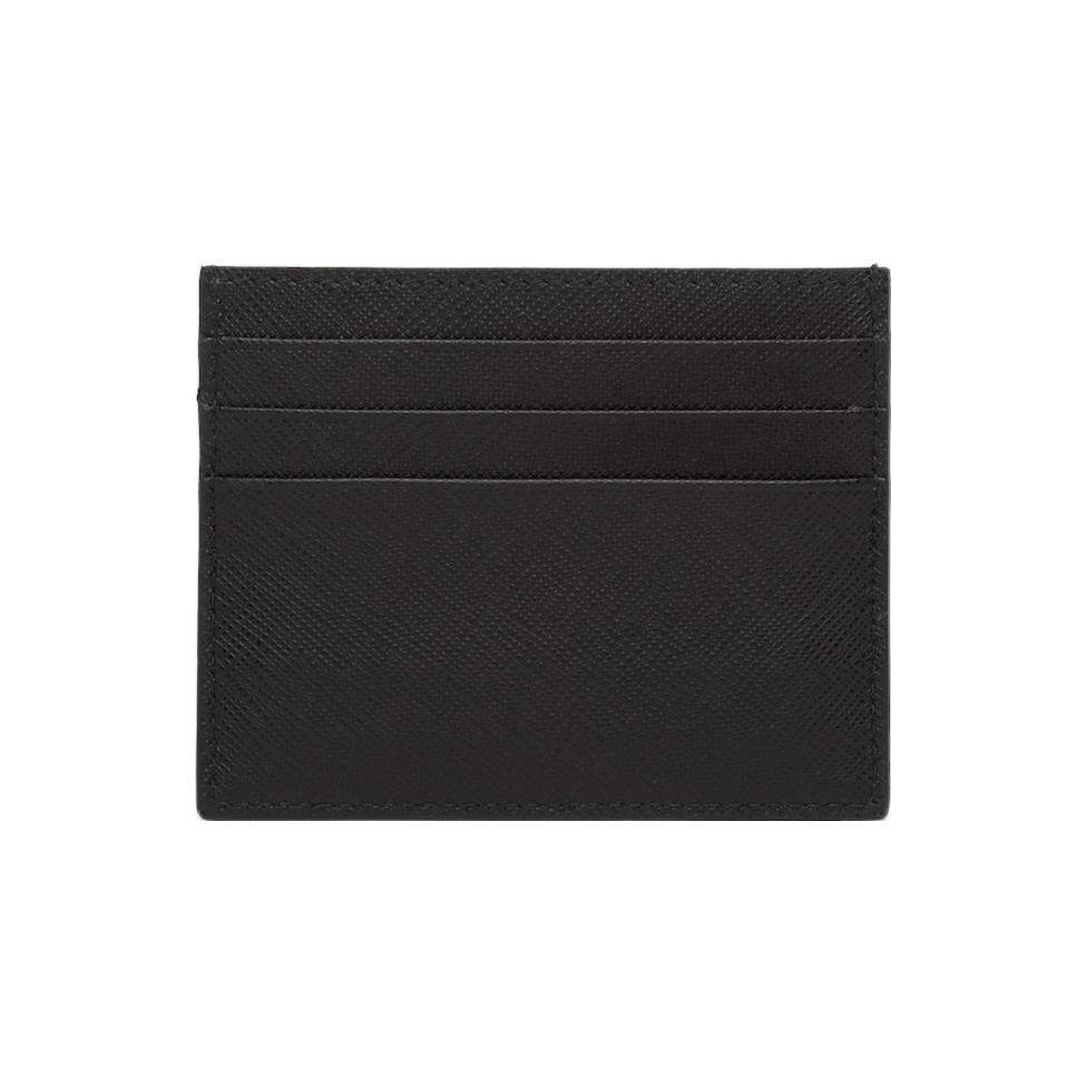 Prada Metal Triangle Logo Six Slot Leather Card Holder Women Card Holder Black 1MC025_QHH_F0632