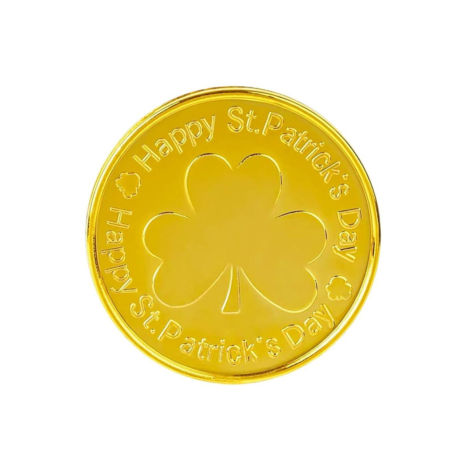 

50шт. СТ. Пластиковые золотые игровые фишки на День Святого Патрика реквизит для праздничных вечеринок One Size золотой