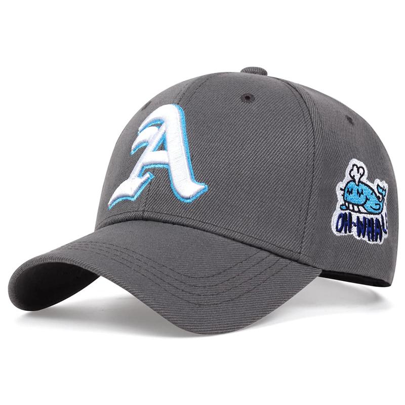 Unisex Gothic Letter A Side Whale Embroidery Baseball Caps Spring and Autumn Outdoor Adjustable Casual Hats Sunscreen Hat