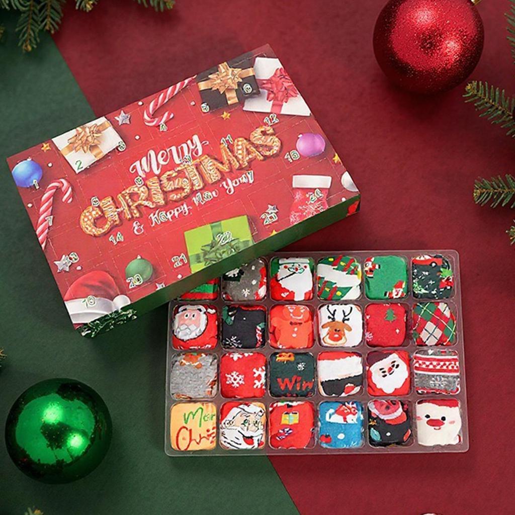 Christmas Advent Socks 24 Days Countdown to Christmas 12 Pairs of Holiday Crew Socks for Women Men Adults Teens Holiday
