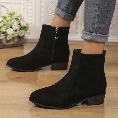 2025 Autumn Foreign Trade Europe and the United States Large Size Zipper Women's Suede Martin Boots Square Heel Short Women's Boots 36-43 Yards