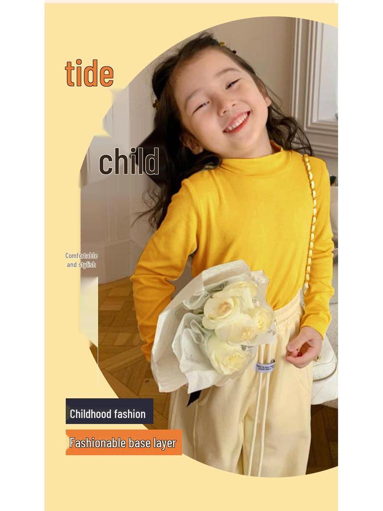 Kids' Fleece-Lined Cotton Turtleneck Sweatshirt - Warm Autumn/Winter Layer