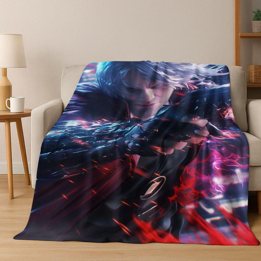 3D D-Devil May Cry DMC Hry Vergil Dante Flanelová deka, Teplá a útulná měkká přehozová deka pro domácí ložnici postel pohovku Dětský dárek