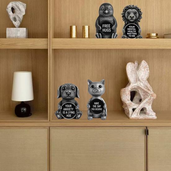 Cartoon Animal Figurine Your Anxiety Is Cat Penguin Orangutan Lion Lying Hoe Dog Statue Sculpture