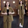 Women's Spring and Autumn Casual Jacket, Suit Jacket, Wide-leg Pants, Two-piece Suit, Women's Suit, Office Clothing
