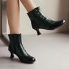Women's High-heeled Short Boots Autumn and Winter New Retro Color-matching Large-size Short Boots