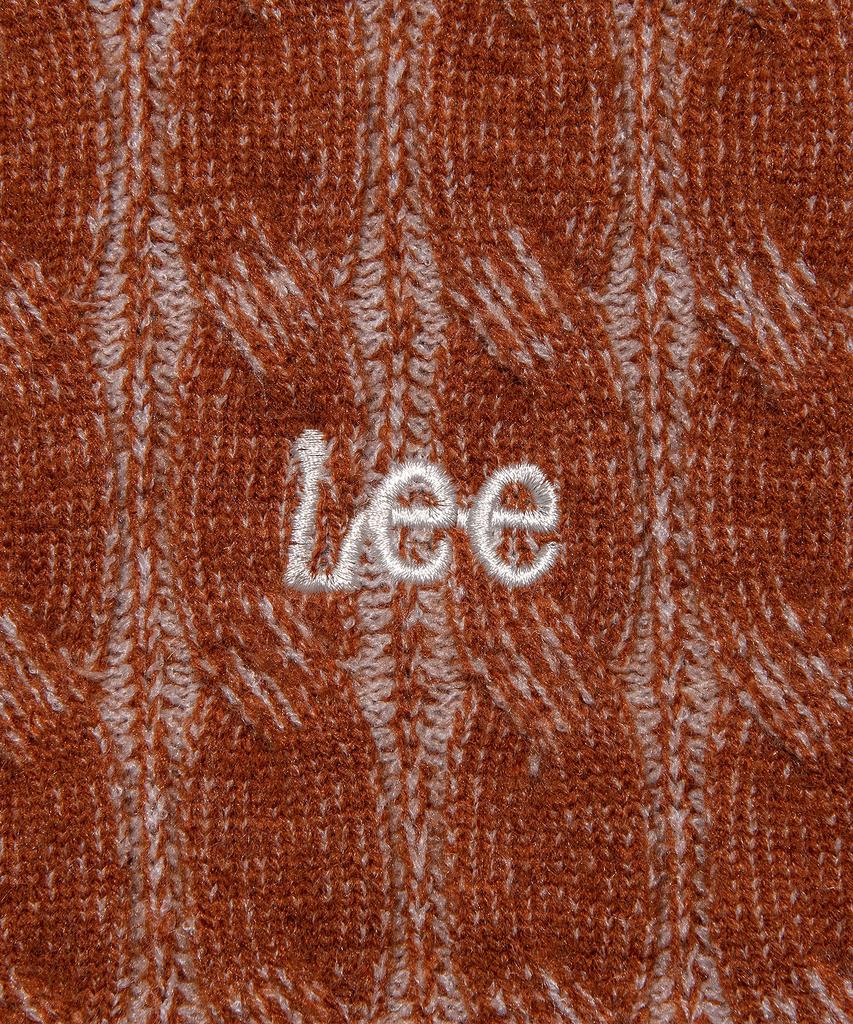 LEE Round Neck Two-Tone Cable Knit Brown