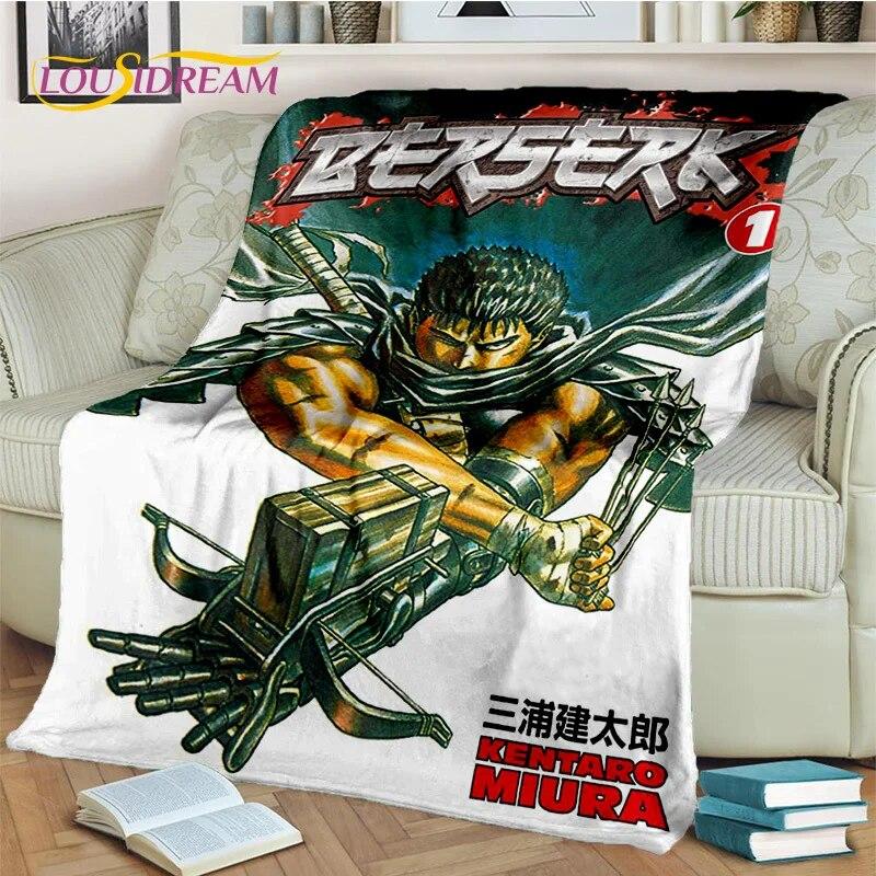 3D Anime Calssic Berserk Cartoon HD Blanket,Soft Throw Blanket for Home Bedroom Bed Sofa Picnic Travel Office Cover Blanket Kids