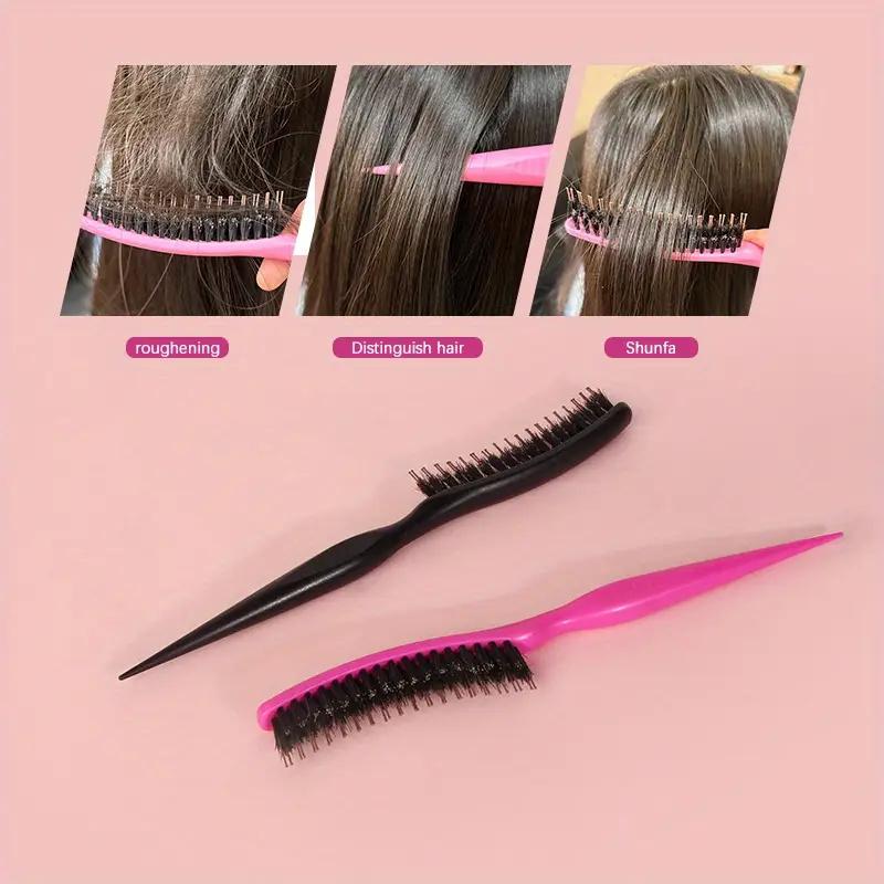 BEPAN 3 in 1 Teasing Bristle Hair Brush Edge Control Comb for Women Slick Back Comb with Rat Tail Pick Volumizing & Lift Styling Tool