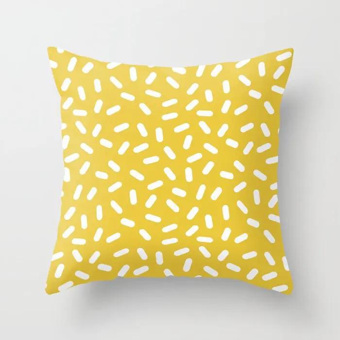 Summer Fashion Fresh Yellow Cute Pillows Case Geometry Floral Cushion Case Modern Decorative Throw Pillows for Bed Sofa Couch