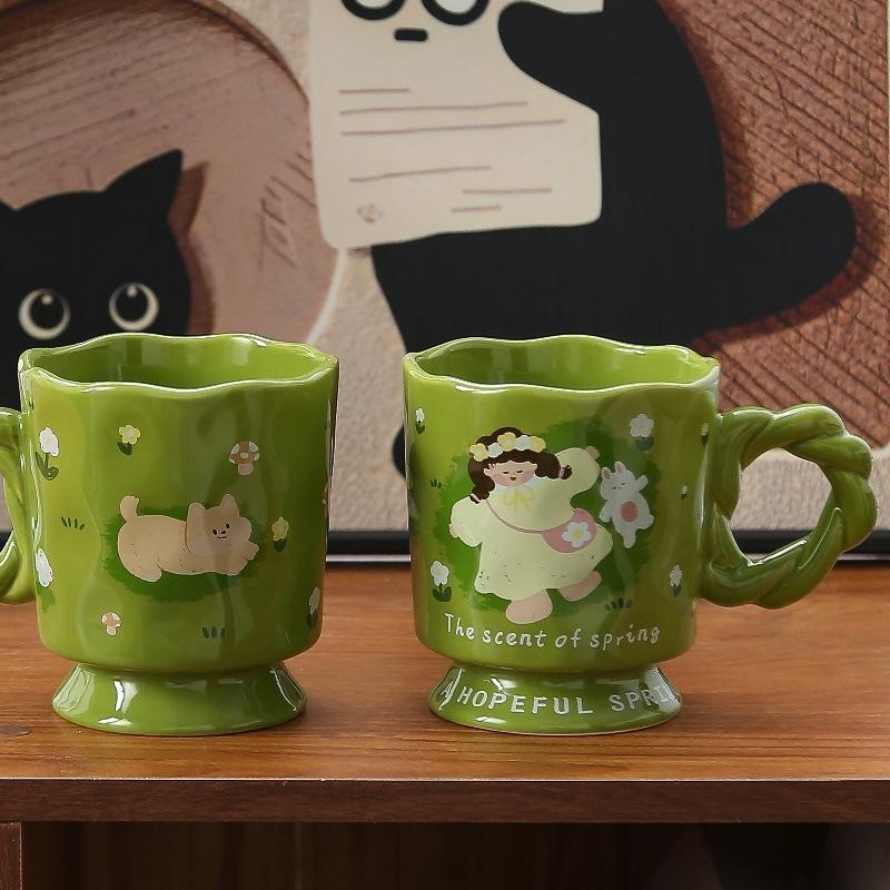 Cute Tall Mug Girls Water Cup Home Office Cup High Value Ceramic Cup Breakfast Cup Men