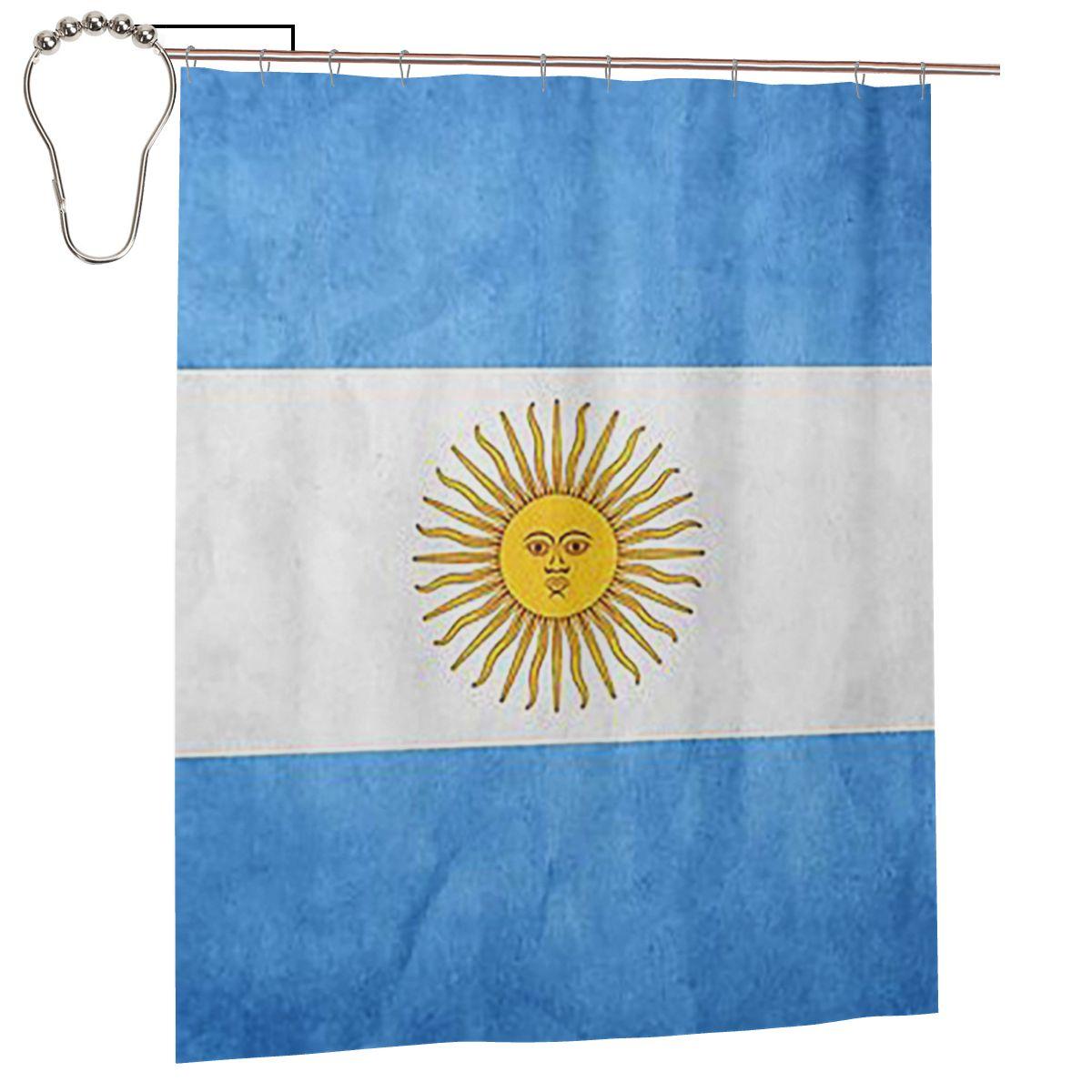 Argentina Argentinian Flag National Flag Of Argentina Shower Curtain Bathroom Polyester Waterproof Bath Curtains With Hooks W60H190(CM)-1 Pcs