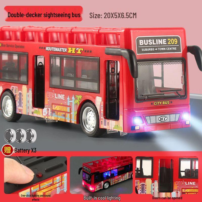 Children's Light & Sound Inertial Bus Toy with Opening Doors and Music