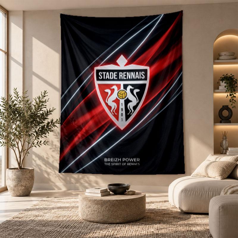 Decorative Tapestry,Stade Rennais FC Printed Wall Art, Lightweight Wall Hanging For Bedroom Background