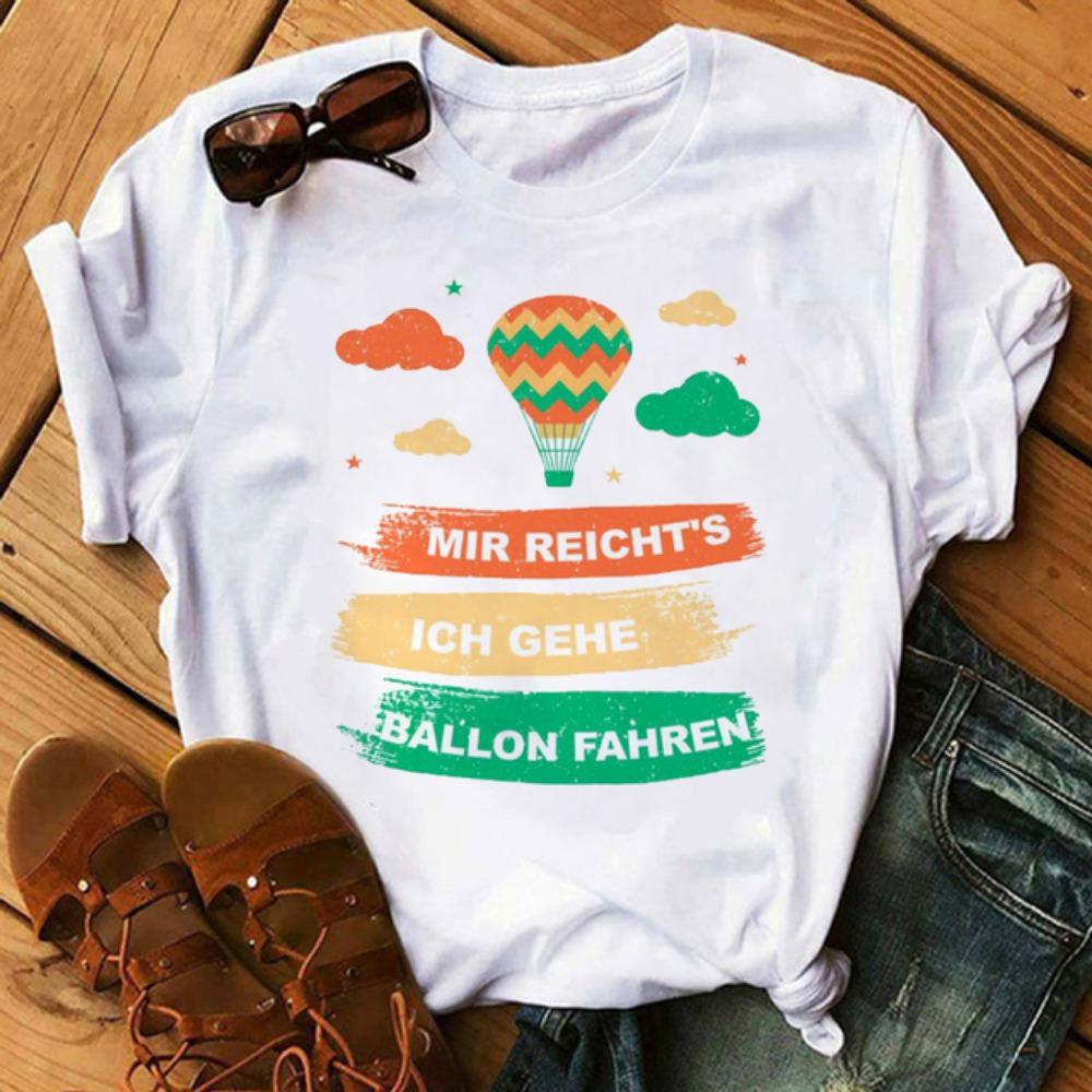 Cute cartoon balloon round neck short-sleeved T-shirt women's casual Harajuku loose T-shirt top