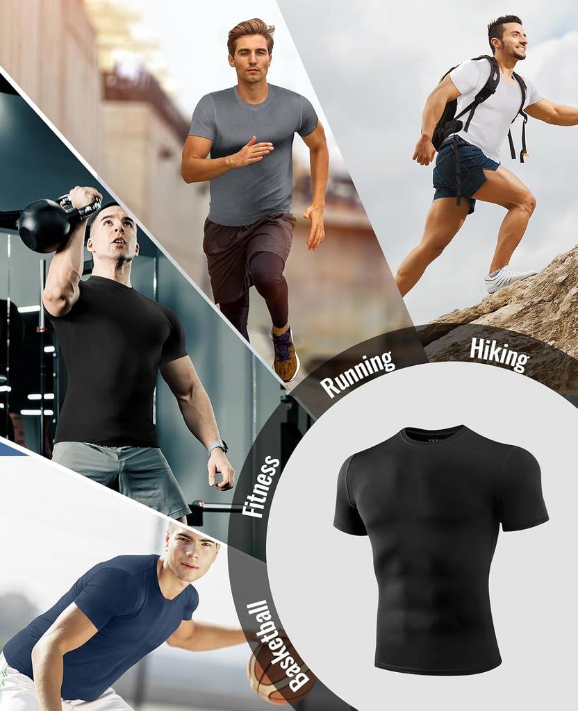 Men's Compression Shirts 1 Pack, Workout Gym Shirt Short Sleeve