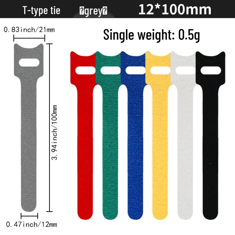 T-Type Magic Tape Cable Ties for Earphones, Data Cables, Organizers, and Network Cables with Back-to-Back Adhesive Straps.