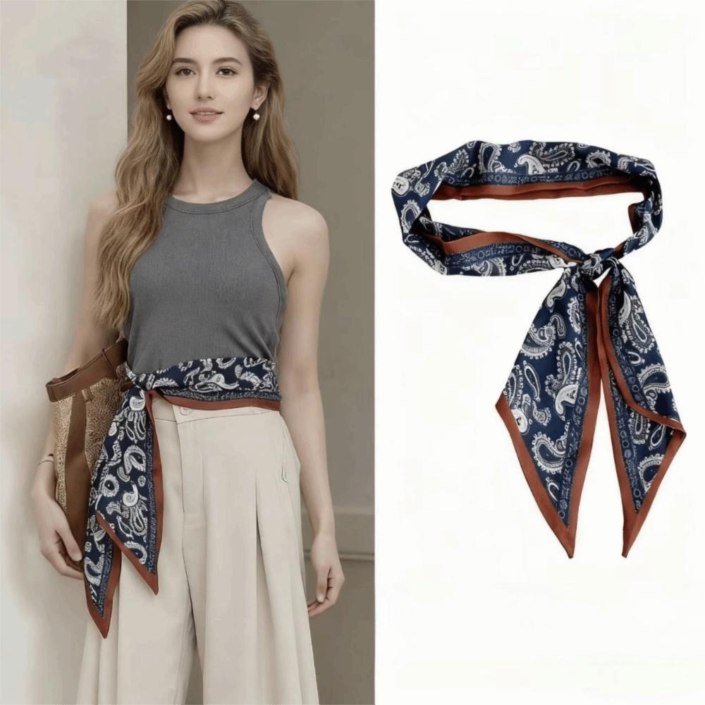 Thin Foulard Neckerchief Long Hair Ribbon Luxury Narrow Scarf
