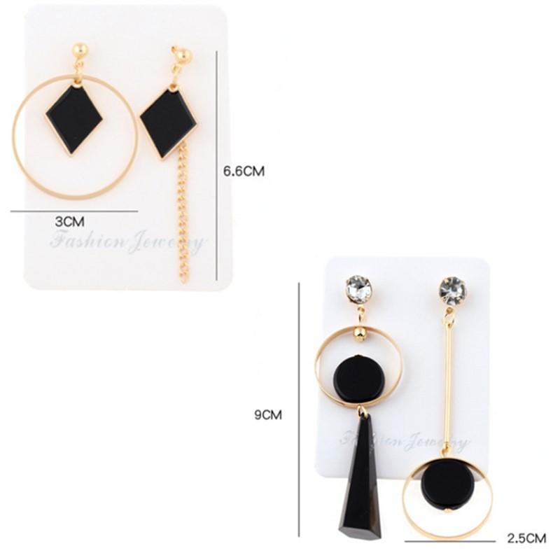Black Asymmetrical Geometric Hanging Long Earrings For Women Statement Earrings Drop Boucle Oreille Femme Fashion Jewelry Gift