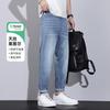 Weiha Tencel Jeans Men's Straight Pants Cool Trousers Elastic Loose Retro Casual Pants Fashion Daddy Pants Men's
