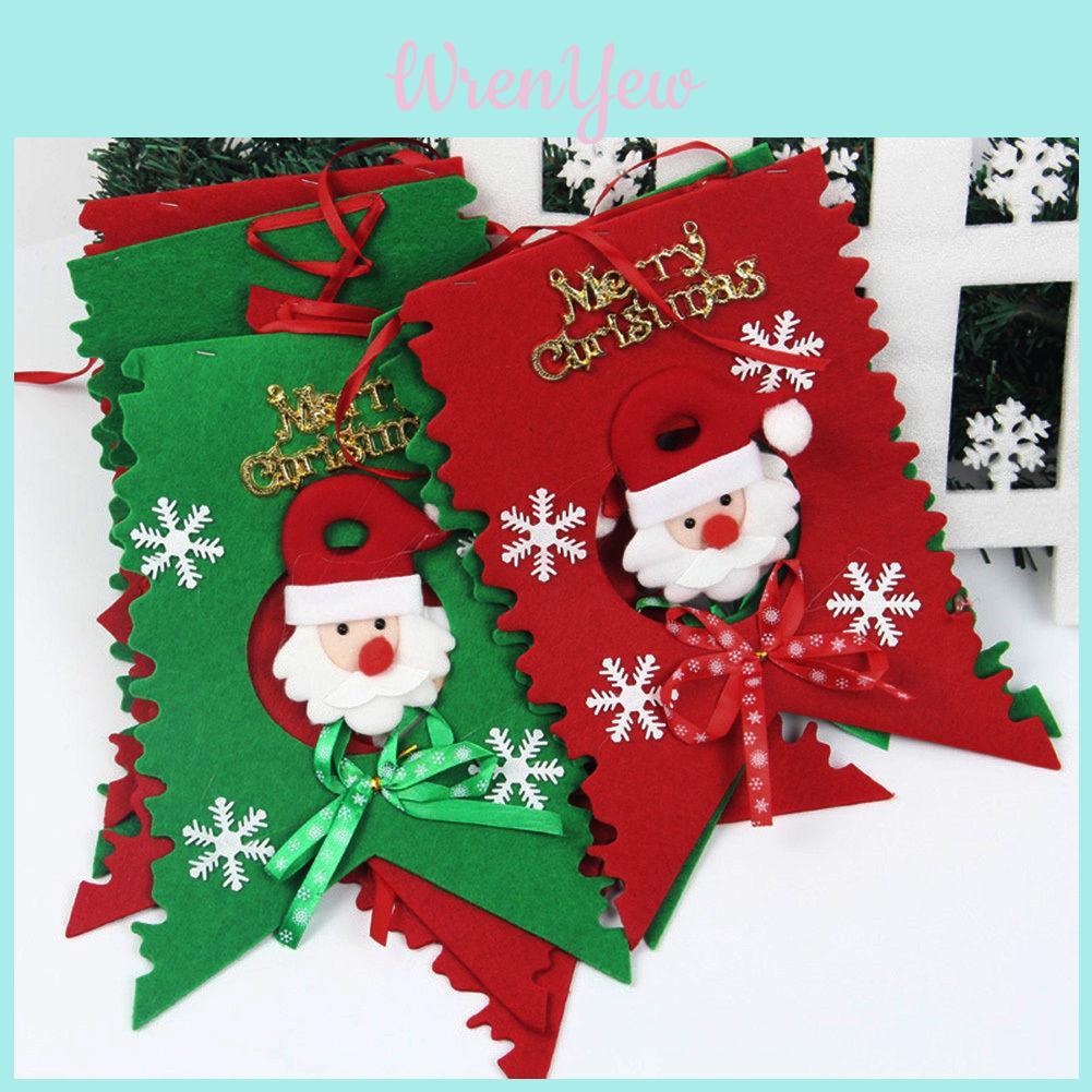 Christmas Celebration Santa Claus Pattern Banner Set With Nonwoven Fabric For Festive Wall Decor