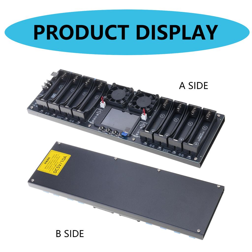 8-kanals litiumbatteritester egnet for 18650 med automatisk lading, utlading og kapasitet, måling av intern motstand