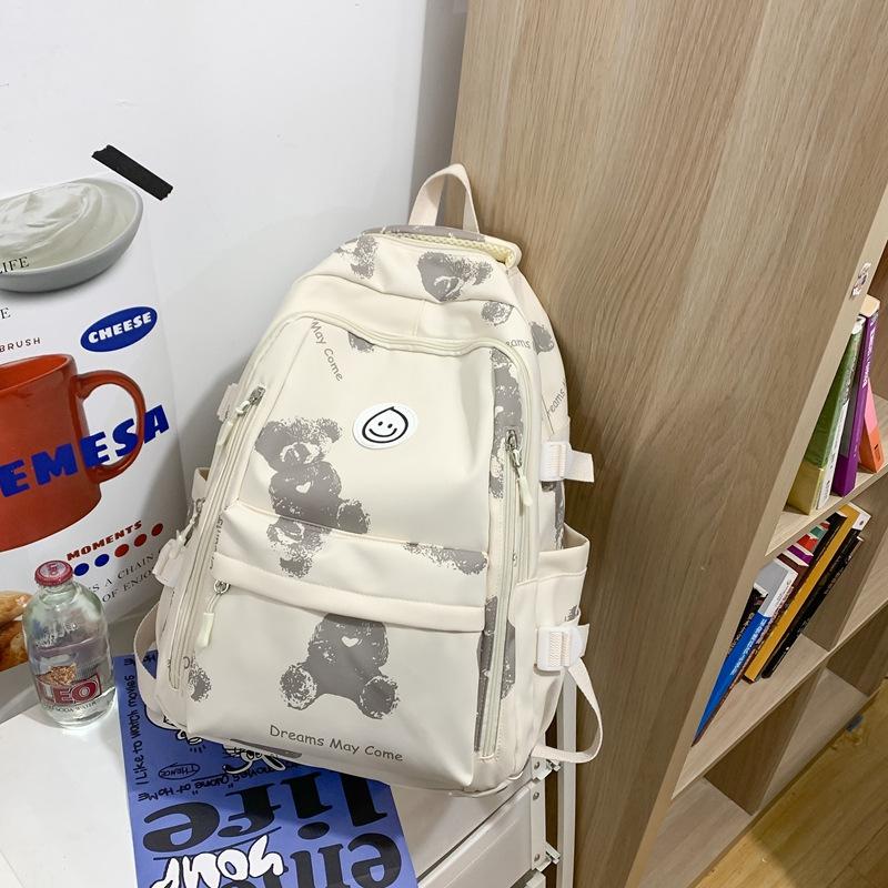 Schoolbag student schoolbag smiley face printing contrasting color large-capacity backpack Korean version Chinese college students commuting 