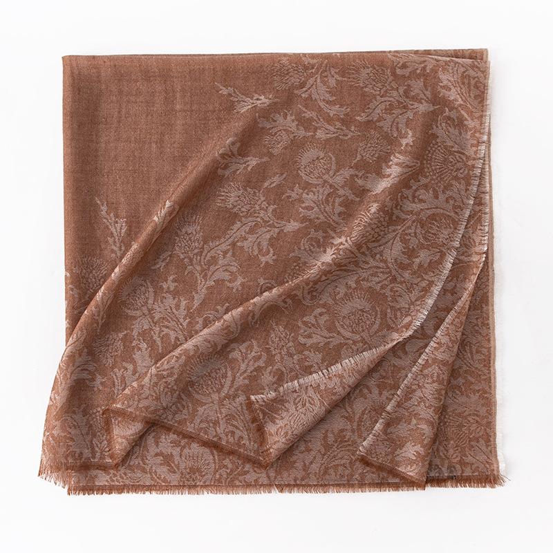 Cashmere Scarf  High end French Retro Cashew Flower Jacquard Large Square Scarf Air Conditioned Room Shawl for Women  Autumn Outerwear