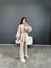 European and American Spot Women's Suit 2025 New Fashion Bubble Long-sleeved Loose Lace-up Shirt Straight Casual Pants Two Pieces